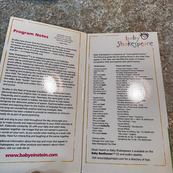 Baby Einstein Baby Shakespeare Beethoven Poetry VHS Tape 1-4 Years Old Education - Picture 4 of 12